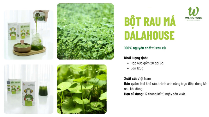 bột rau má sấy lạnh hữu cơ dalahouse