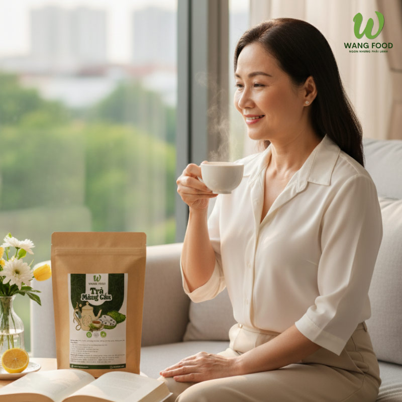uống trà mãng cầu ngủ ngon