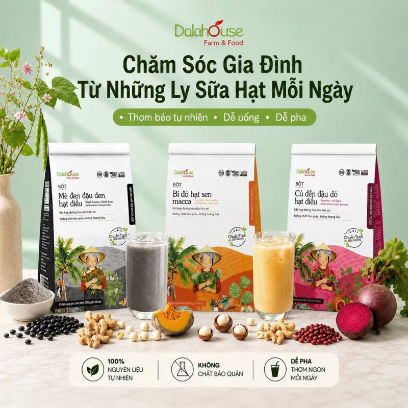 Bột Củ Dền Đậu Đỏ Hạt Điều Dalahouse Chính Hãng - 300G 33 nơi bán bột củ dền đậu đỏ hạt điều