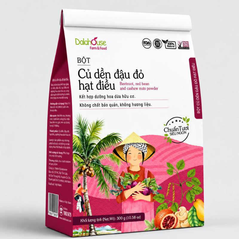 Bột Củ Dền Đậu Đỏ Hạt Điều Dalahouse Chính Hãng - 300G 18 bột củ dền đậu đỏ hạt điều dalahouse