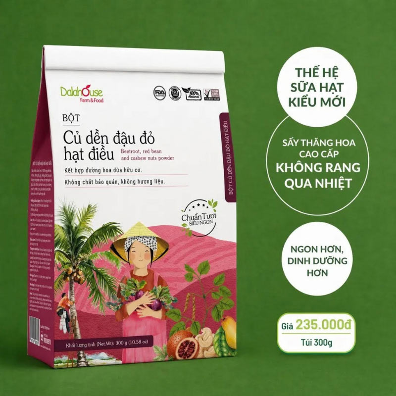 Bột Củ Dền Đậu Đỏ Hạt Điều Dalahouse Chính Hãng - 300G 35 bảng giá bột củ dền đậu đỏ Dalahouse