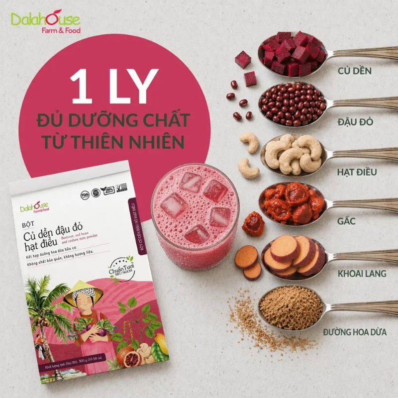 Bột Củ Dền Đậu Đỏ Hạt Điều Dalahouse Chính Hãng - 300G 29 bột củ dền đậu đỏ hạt điều Dalahouse giá bao nhiêu