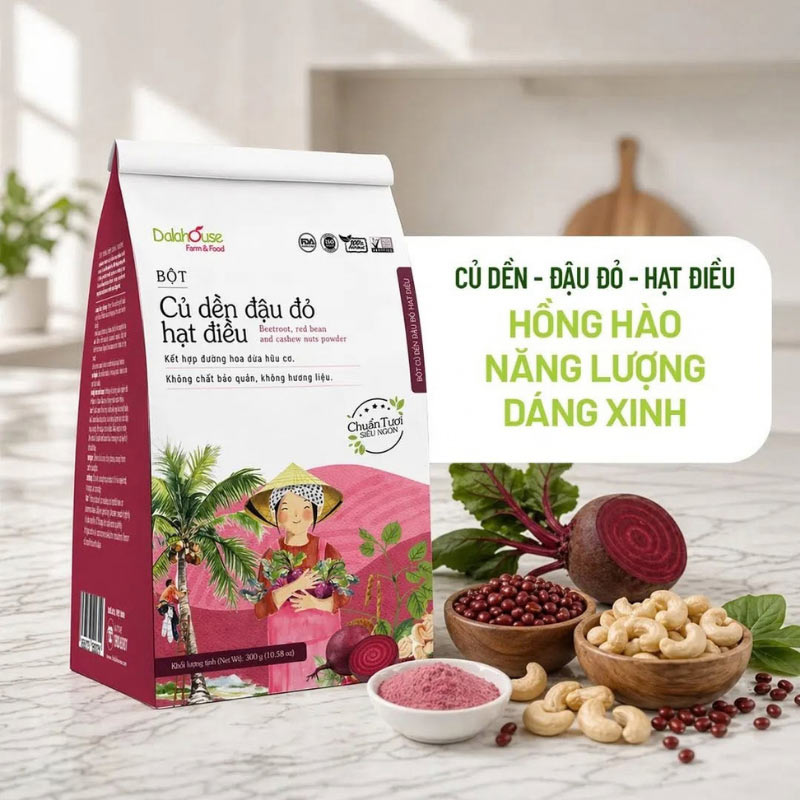 Bột Củ Dền Đậu Đỏ Hạt Điều Dalahouse Chính Hãng - 300G 34 bột củ dền đậu đỏ hạt điều giá bao nhiêu