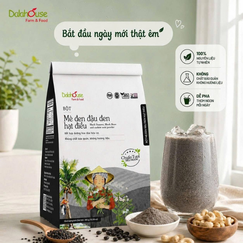 địa chỉ mua bột mè đen đậu đen hạt điều chính hãng